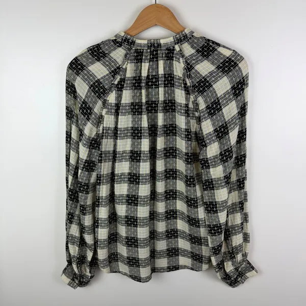 Pilcro Anthropologie Plaid Wool Blend Button Front Blouse Small Boho‎ Academia - Image 4