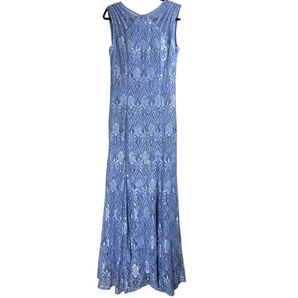 R&M Richards Dress Women's 10 Lace Sequin Maxi Formal Gown Homecoming Blue‎ - Image 3