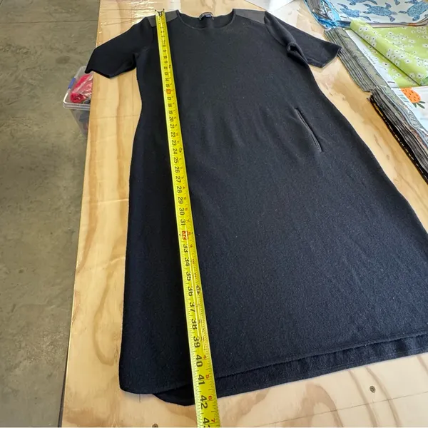 Brooks Brothers‎ Leather Combo Wool Knit Shift Midi Dress Black XL - Image 13