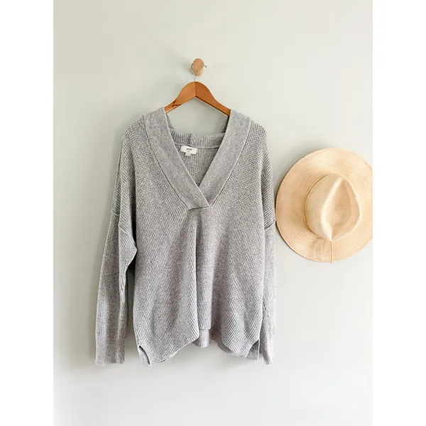 Aerie | EUC CozyUp Waffle Sweater Hoodie in Gray Oversized | Sz M - Image 3