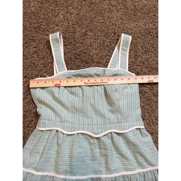 Adelyn Rae Cotton Tiered Maxi Dress Aqua Size Small - Image 6