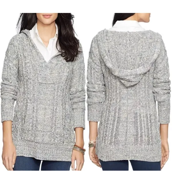 Lauren Ralph Lauren Cable Cotton Hooded Poncho Sweater Size Small NWT - Image 2