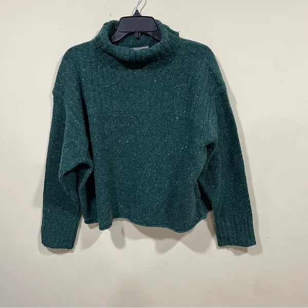 NWT J.Crew Ribbed turtleneck sweater in donegal wool blend Forest Sprinkle XS - Image 3
