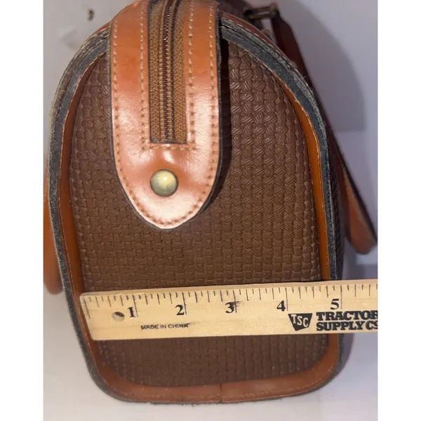 Vintage JR Julius Resnick Monogram Lining Leather Woven Purse Satchel Bag USA - Image 5