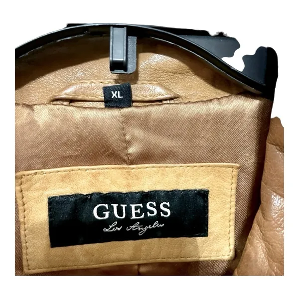 GUESS LOS ANGELES Womens Distressed Genuine, Leather Motorcycle Moto Jacket Coat - Image 5