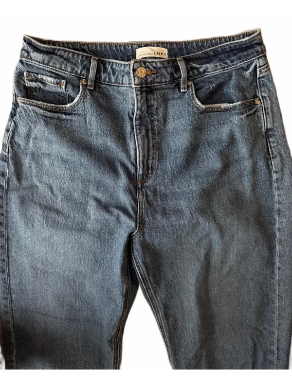 LOFT Women's The Curvy 90's Straight Denim Jeans Size 10 Distressed Grunge Urban - Image 4