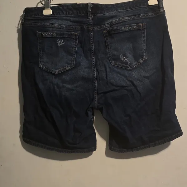 torrid Dark to Medium Wash Distressed Denim Bermuda Shorts - Image 7