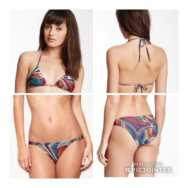 ViX Belize Tribal Leaf Black Print Bikini L Set Size L - Image 4