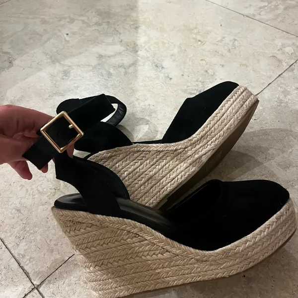 Black Wedge Espadrilles Size 7 - Image 2