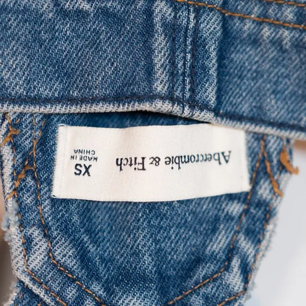 Abercrombie & Fitch Cotton Distressed Straight Leg Jean Denim Overalls Blue XS - Image 2