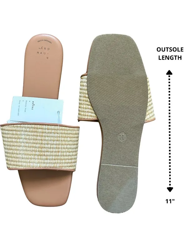 A New Day NWT Maren Natural Woven Raffia Slide Sandals Size 11 Memory Foam - Image 5