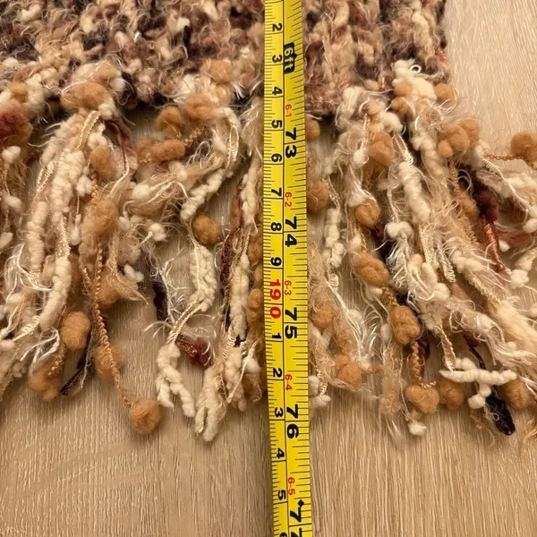 Cejon Brown Beige Textured Knit Fringe Winter Scarf Cozy - Image 5