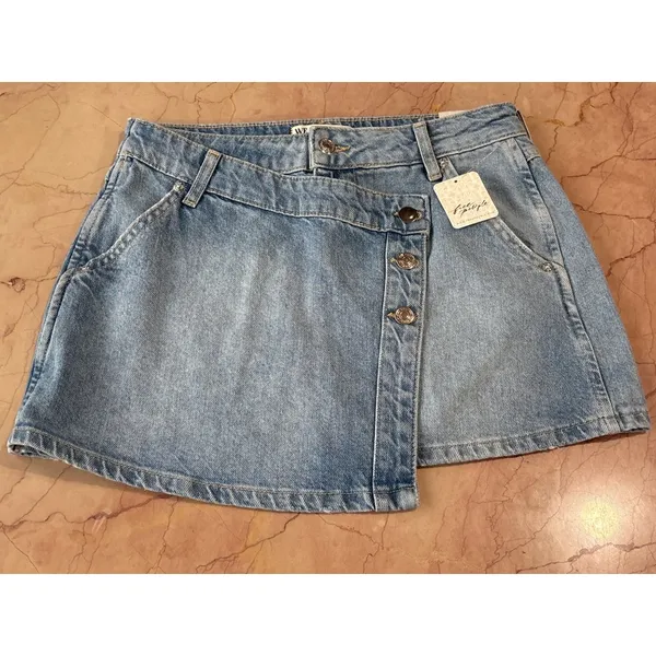 Free People x We The Free Wynne Denim Skirt in Light Indigo 26 New Womens Jean - Image 5