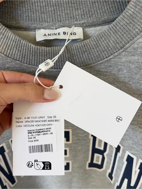 Anine Bing Spencer Sweatshirt Logo in Heather Grey NWT - Image 7
