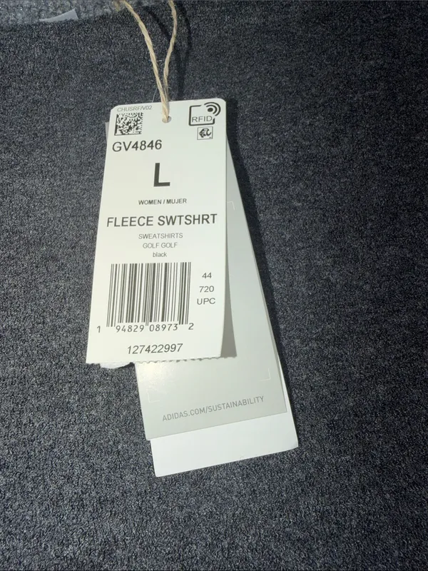 adidas Women’s Gray Heather Crewneck Fleece Pullover Sweatshirt - Image 7