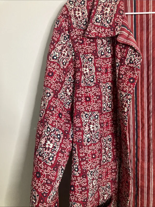 Source Unknown Red Patterned Open-Front Blazer Jacket Quilted Boho - Image 2