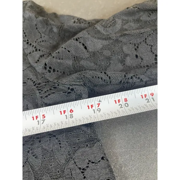 Sympli Women’s 10 Sheer Black Floral Lace Top Long Sleeve Cropped Scalloped Hem - Image 8