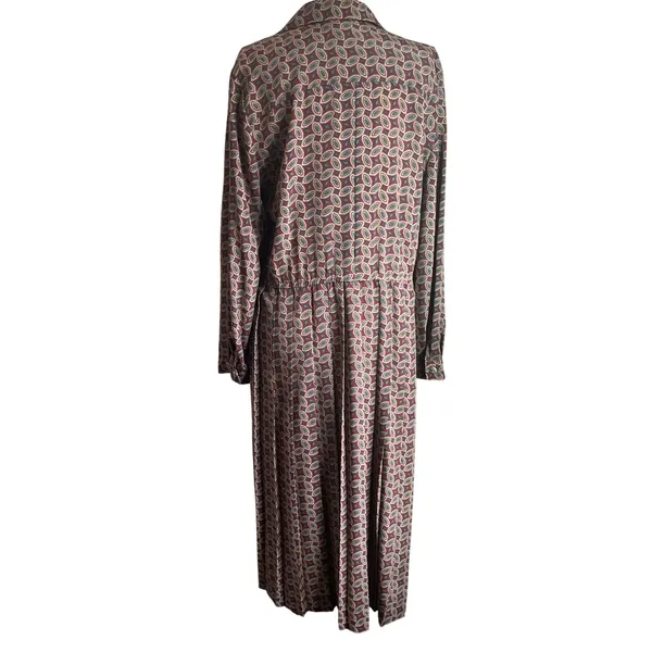 Vintage 1980s‎ Schrader Paisley Pleated Grandma Core Midi Length Dress Size 12 - Image 2