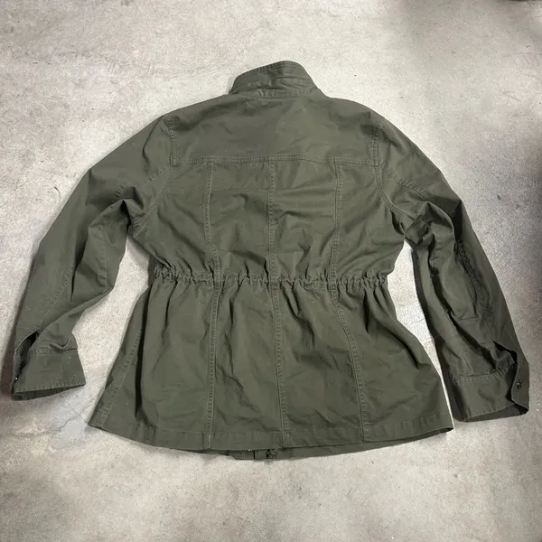 Frye Green Utility Jacket Cargo Full Zip Button Up Drawstring Waist Size XL - Image 6