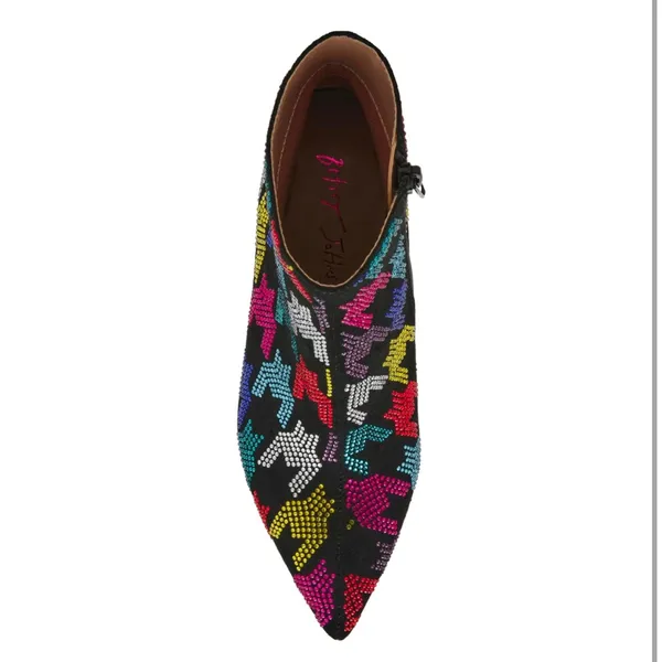 Betsey Johnson Marrina Sequence Houndstooth‎ Print ankle boots Bootie size 5 - Image 5