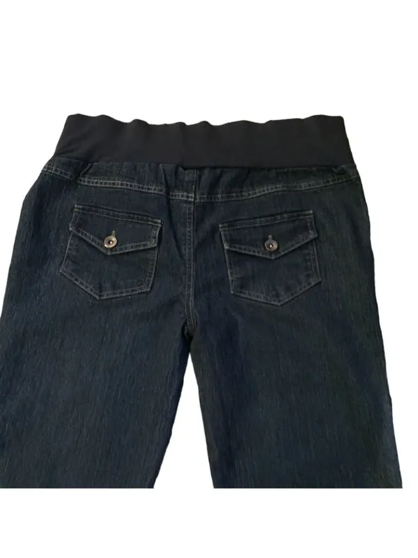 Oh Mamma Maternity Jeans Womens M Bootcut Stretch Denim Used Faded - Image 4