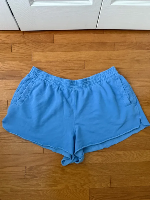 Aerie Fleece Of Mind High Waisted Blue Shorts - Image 3