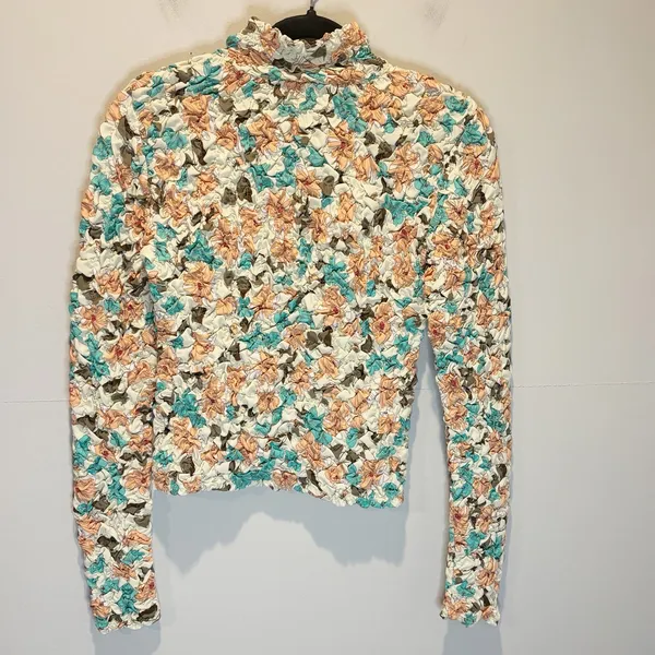Anthropologie Dolan Printed Pebble-Smocked Turtleneck Top - size Small - Image 4