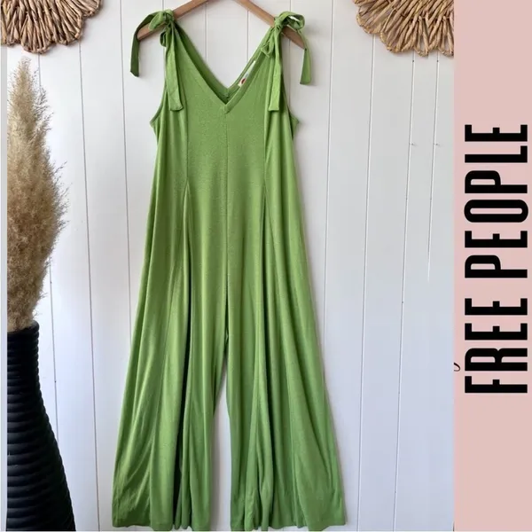 New Free People Beach Alice One Piece Jumpsuit Green - Image 3