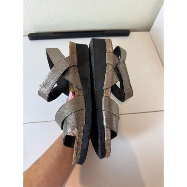 Naot Metallic Leather Wedge Sandals Women 37‎ 6.5 Comfort Minimalist Orthopedic - Image 3