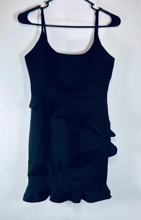 Hello Molly Black Ruffle Bodycon Mini Dress Adjustable Straps Size S - Image 6