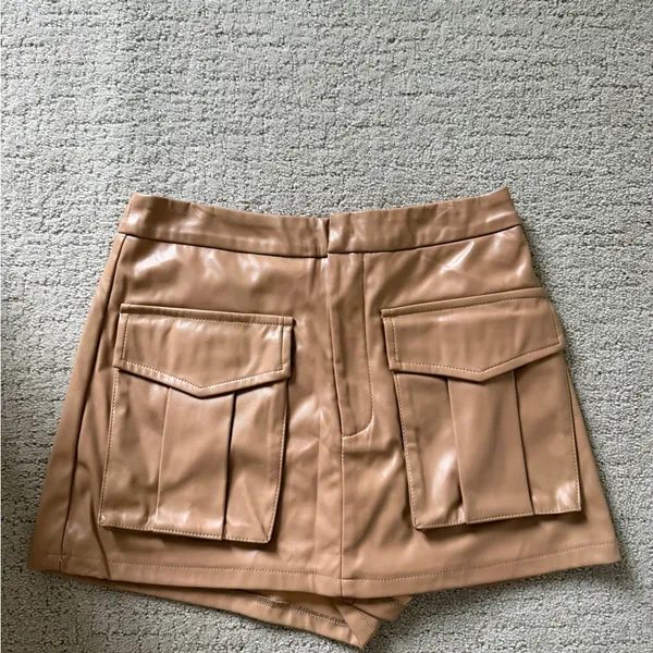 Fancy D Boutique Tan Leather Skort - Image 2