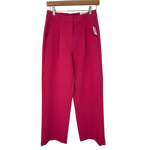 Old Navy Extra High-Rise Pleated Wide-Leg Trousers Pink Career Pants S - Image 3