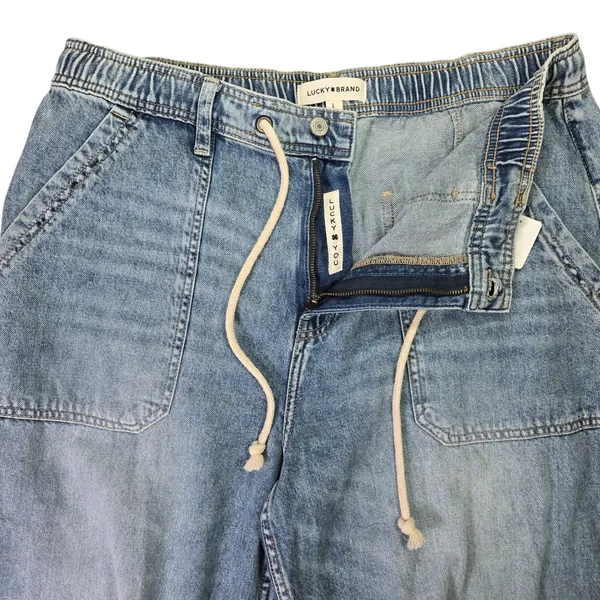 Lucky Brand Womens Blue Denim Drawstring Elastic Waist Utility‎ Jeans L 147987 - Image 4