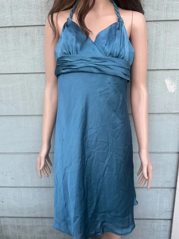 Women’s Davids bridal blue satin halter y2k dress size 2 - Image 4