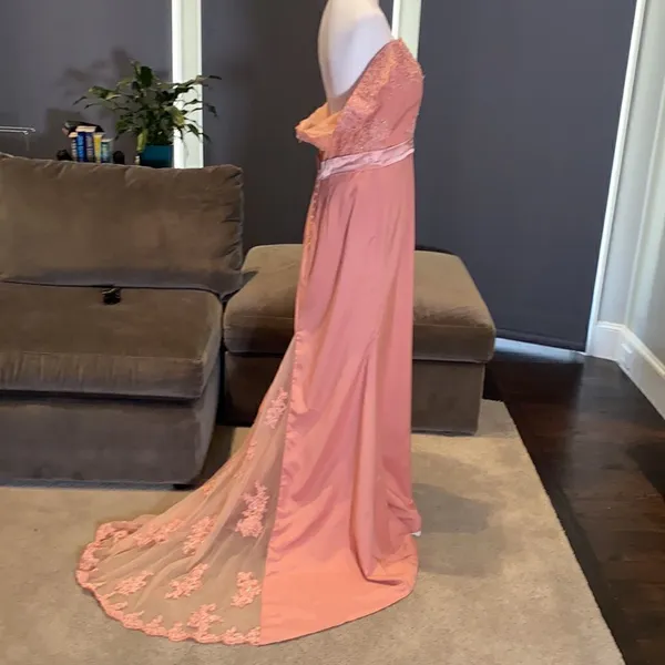 Women’s Dusty Pink Full Length Party Formal Dress Small Train Size 14 NWT - Image 6