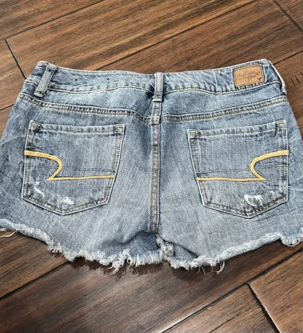 American Eagle Outfitters Vintage Embellished Distressed Denim Shorts - Image 3