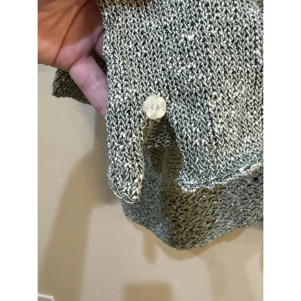 Pour Toi Green Cardigan Sweater Size XL‎ Open Collar Lagenlook Artsy Unique - Image 5