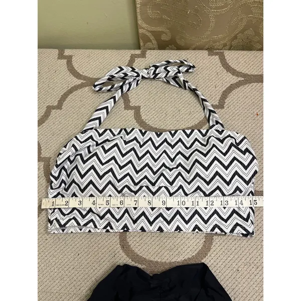 Cupshe Chevron Halter Bandeau & Multi Way Tummy Control Midkini Set, size large - Image 10