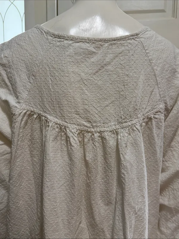Free People Brynn BohoToo White Textured Long Sleeve Tunic/Blouse S M - Image 12
