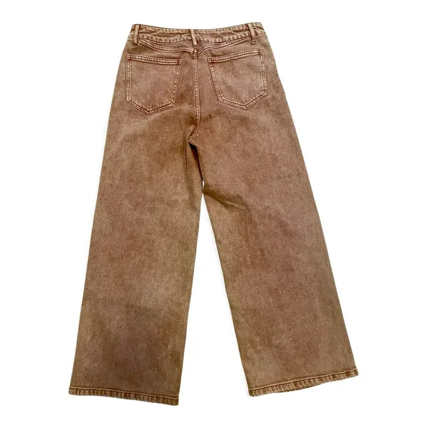 Free People Wales High Rise Wide Leg Cropped Faded Button Fly Jeans Size 28 - Image 4