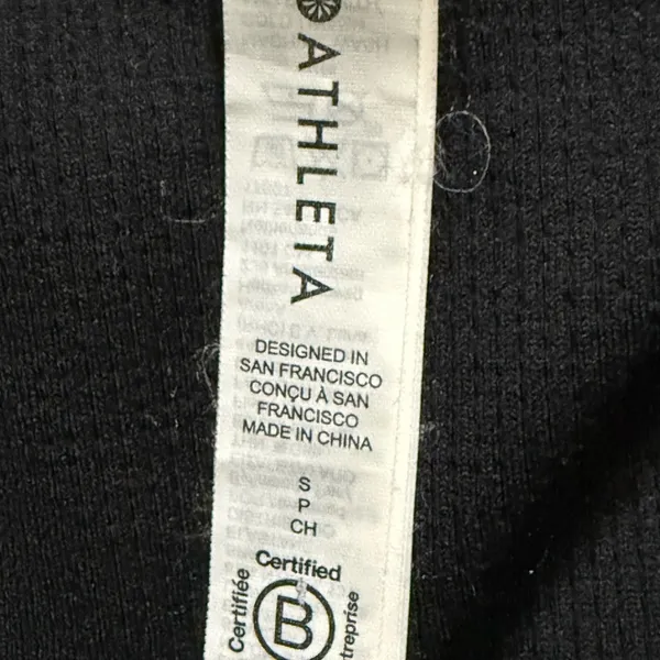 Athleta Black One Shoulder Asymmetrical Crop Top Ribbed Activewear Small - Image 4