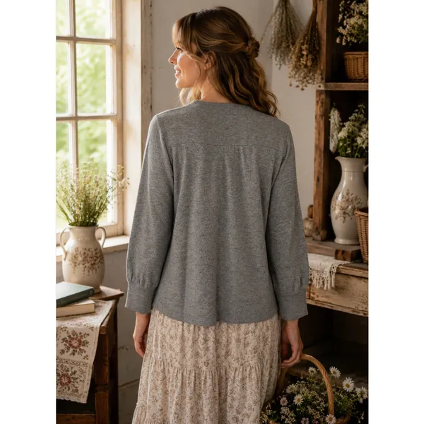 AQUA Silk Cashmere Cardigan Sweater Snap Front 3/4 Sleeve Knitwear Large - Image 7