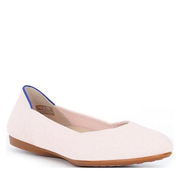 Rothy’s Daily Knit Round Toe Flats Blush Pink Blue Trim Size 6 Like New - Image 3