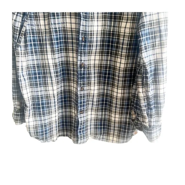 Carhartt Men’s Plaid Flannel Size XL Blue Black White Cotton Long Sleeve - Image 4