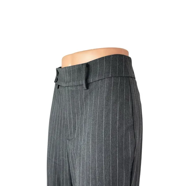 Commense Womens Black Pinstriped High Rise Flared Bootcut Trousers Pants Size XS - Image 2