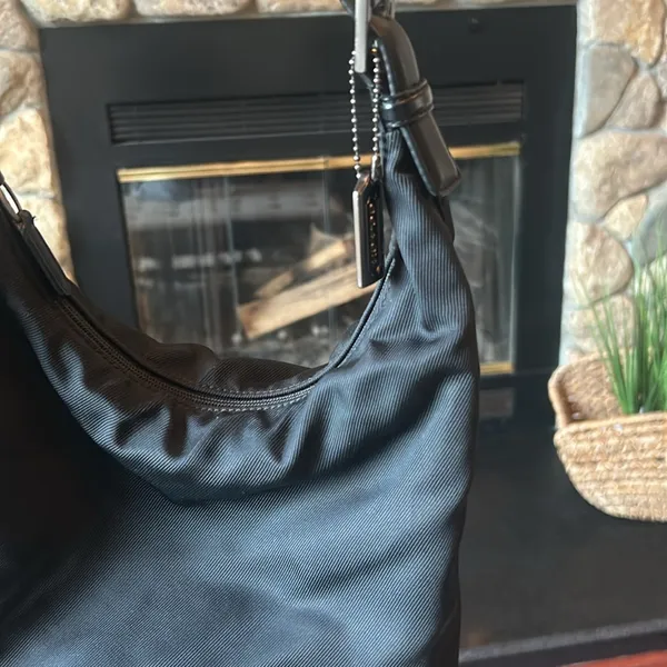 Coach Black Nylon Hobo Purse - Image 6