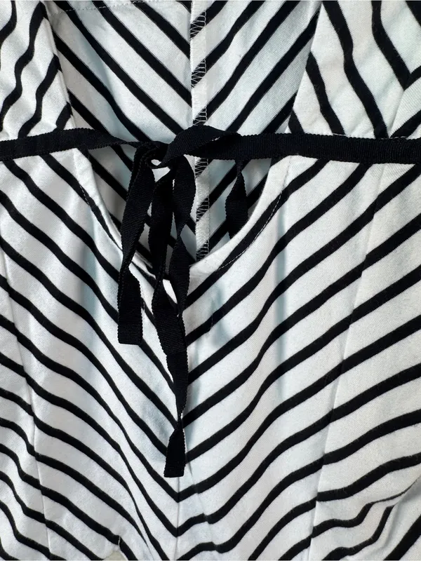 Maeve Anthropologie Black White Striped Scalloped Crop Blouse Womens S Summer - Image 7