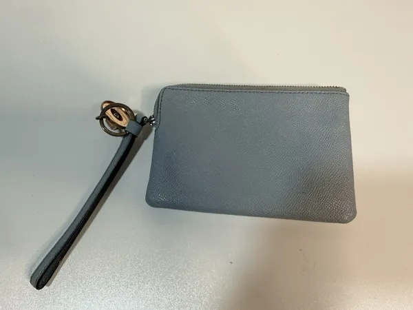 Coach Blue Zip Wristlet Wallet w/ Wrist Strap, Logo Accents, Credit Card - Image 3