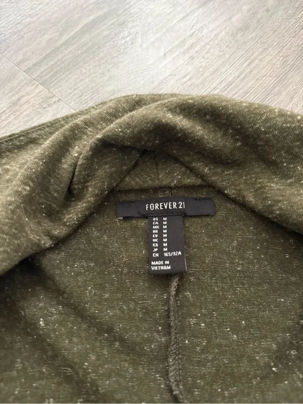 Forever21 Asymmetrical Zip Sweater Olive Green Medium Shacket - Image 5