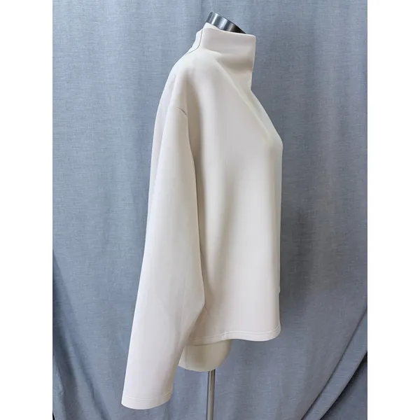 ADAY Like A Boss Pullover Sand Cream Scuba Mock Neck Sweatshirt Large - Image 2